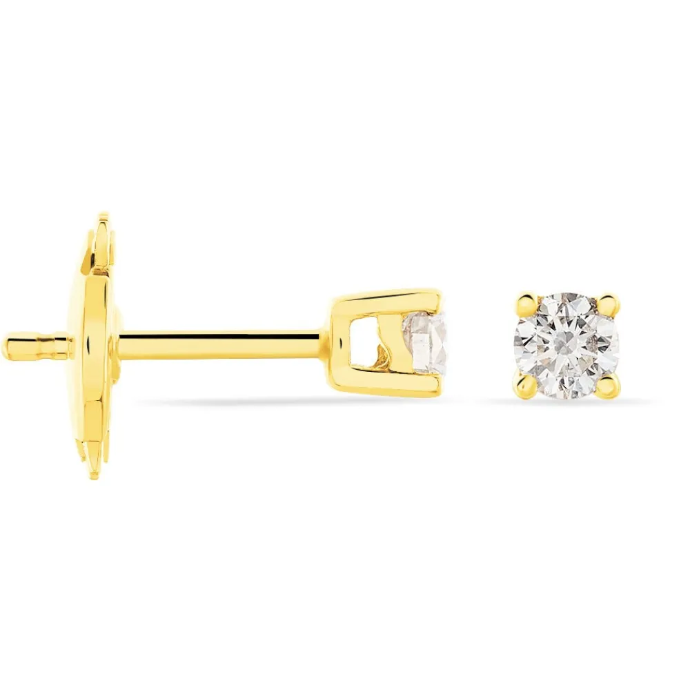 Boucles D'oreilles Puces Victoria Or Jaune Diamant|Marc Orian New