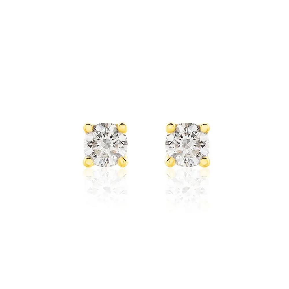 Boucles D'oreilles Puces Victoria Or Jaune Diamant|Marc Orian New