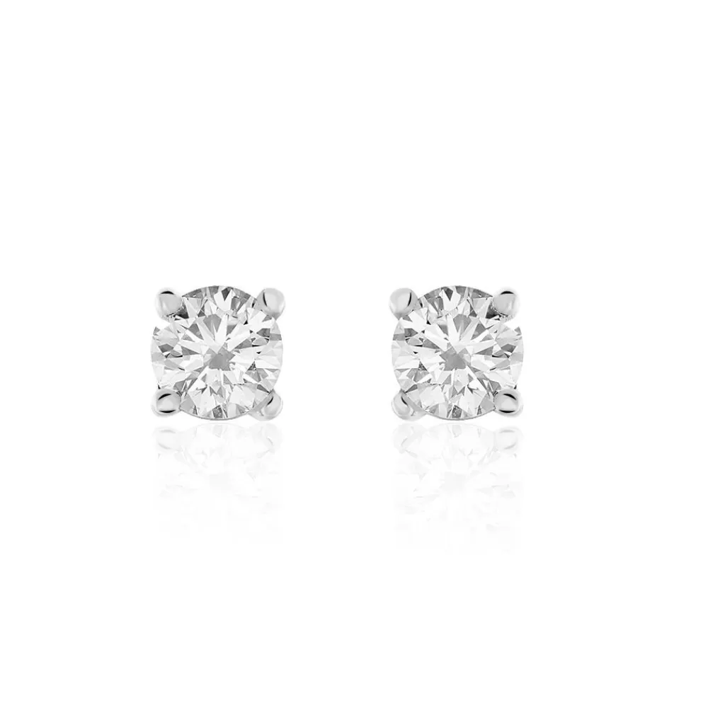 Boucles D'oreilles Puces Victoria Or Blanc Diamant|Marc Orian Discount