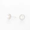 Boucles D'oreilles Puces Vittorio Argent Blanc Perle De Culture