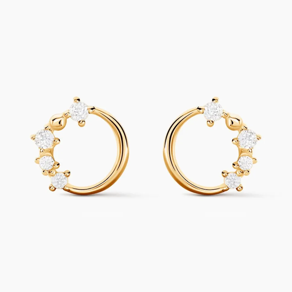 Boucles D'oreilles Puces Wenona Or Jaune Oxyde De Zirconium