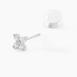 Boucles D'oreilles Puces Winter Flower Or Blanc Oxyde De Zirconium