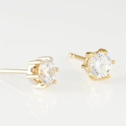 Boucles D'oreilles Puces Yléna Plaqué Or Jaune Oxyde De Zirconium|Marc Orian New