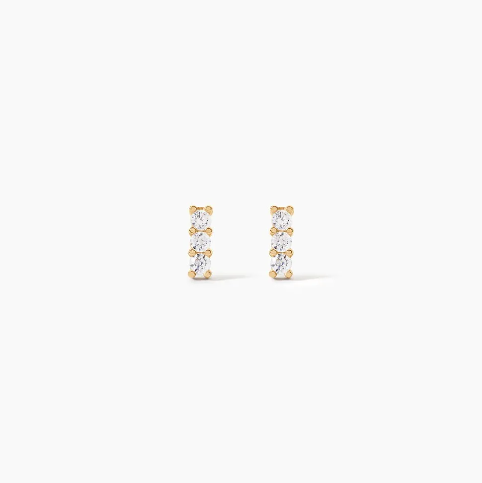Boucles D'oreilles Puces Youssa Barrettes Or Jaune Oxyde De Zirconium