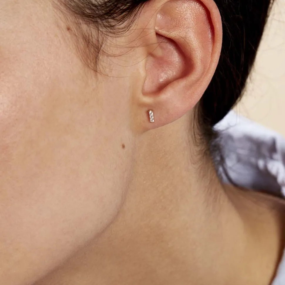 Boucles D'oreilles Puces Youssa Barrettes Or Jaune Oxyde De Zirconium