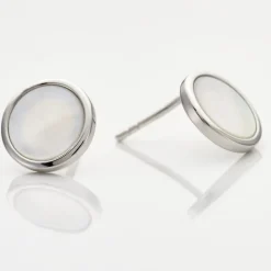 Boucles D'oreilles Puces Zealie Argent Blanc Nacre