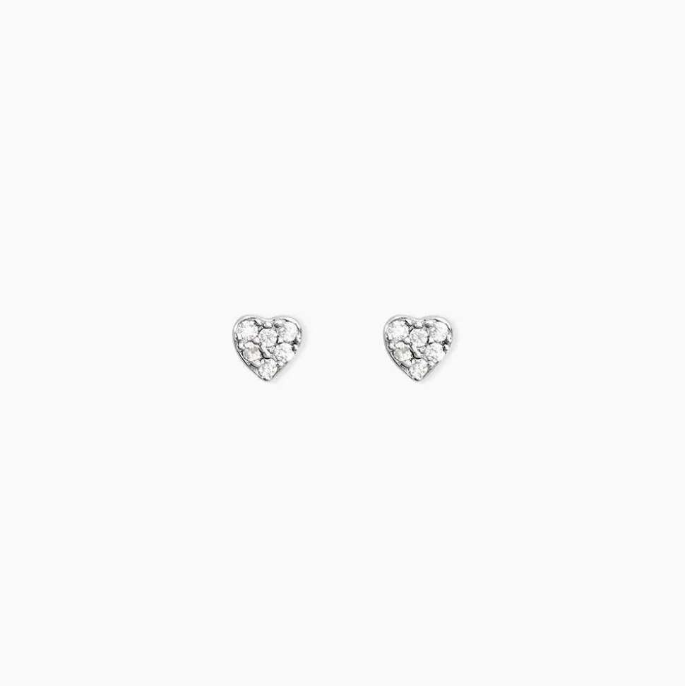 Boucles D'oreilles Puces Ziya Argent Blanc Oxyde De Zirconium