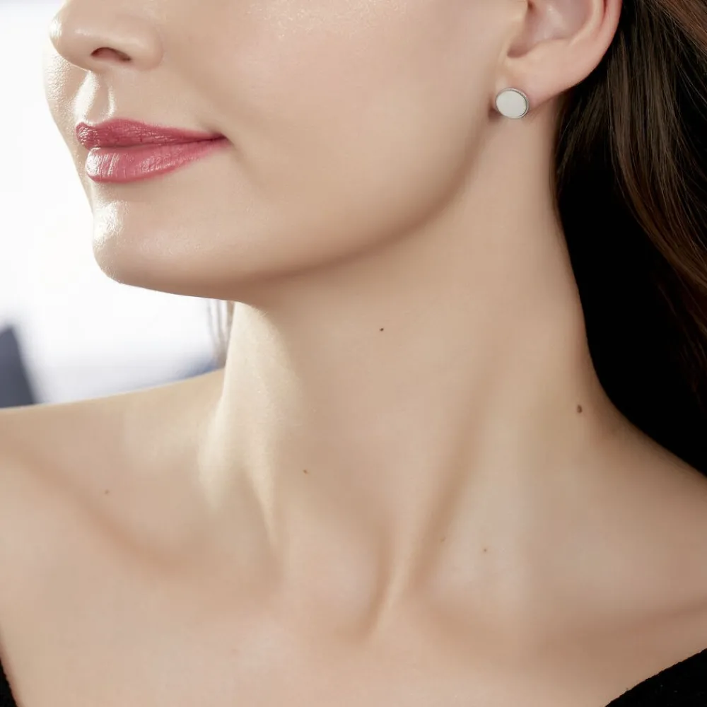 Boucles D'oreilles Puces Zoelle Argent Blanc Nacre|Marc Orian Discount