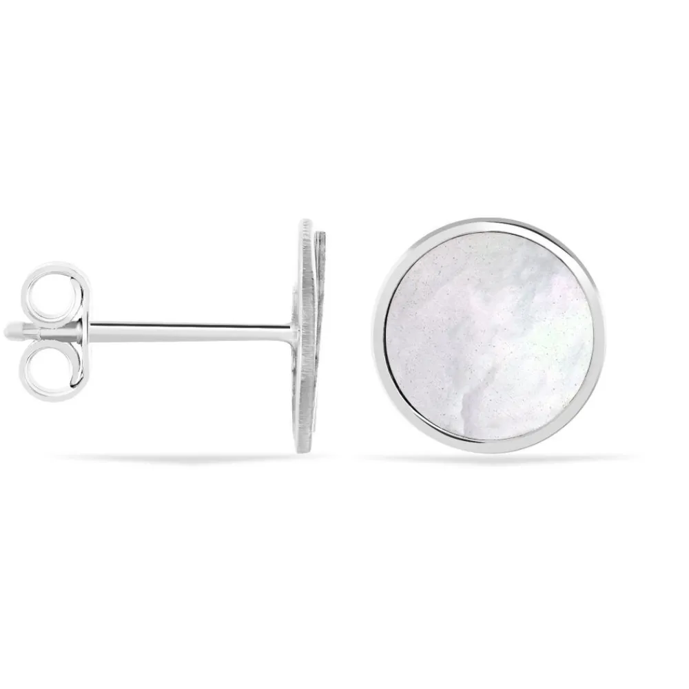 Boucles D'oreilles Puces Zoelle Argent Blanc Nacre|Marc Orian Discount