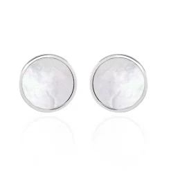 Boucles D'oreilles Puces Zoelle Argent Blanc Nacre|Marc Orian Discount