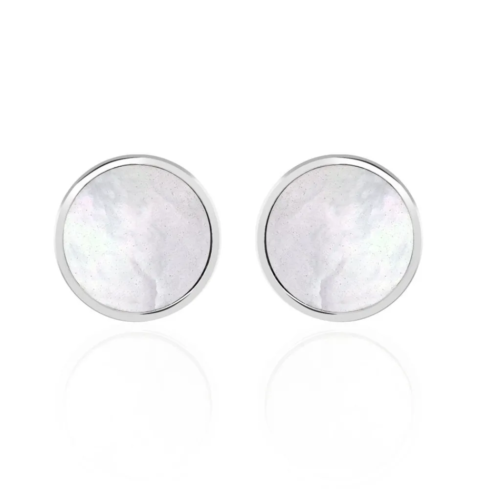 Boucles D'oreilles Puces Zoelle Argent Blanc Nacre|Marc Orian Discount