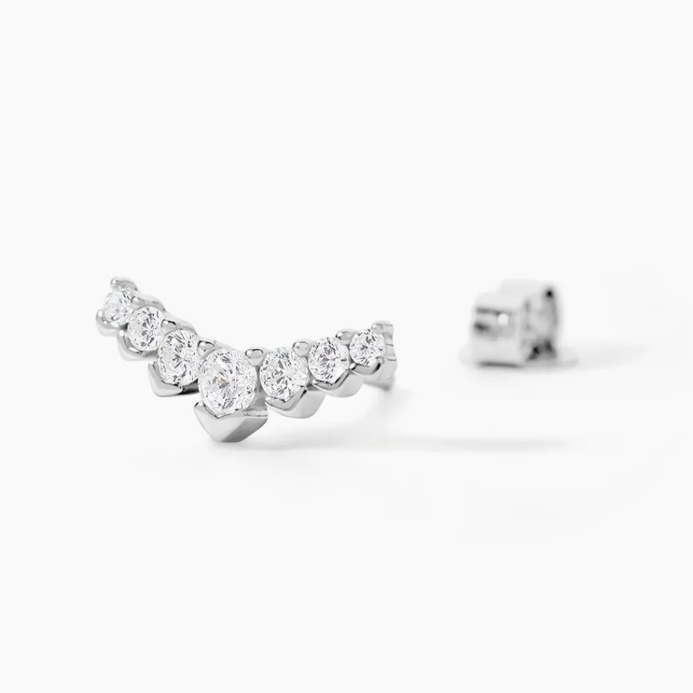 Boucles D'oreilles Puces Zuina Argent Blanc Oxyde De Zirconium|Marc Orian New