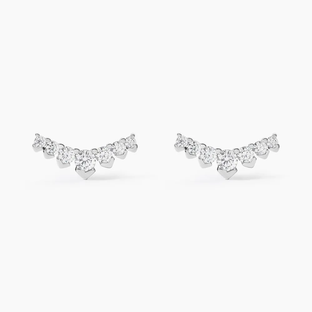 Boucles D'oreilles Puces Zuina Argent Blanc Oxyde De Zirconium|Marc Orian New