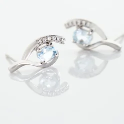 Boucles D'oreilles Sagesse Or Blanc Topaze Oxyde