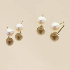 Boucles D'oreilles Suki Or Jaune Perle De Culture