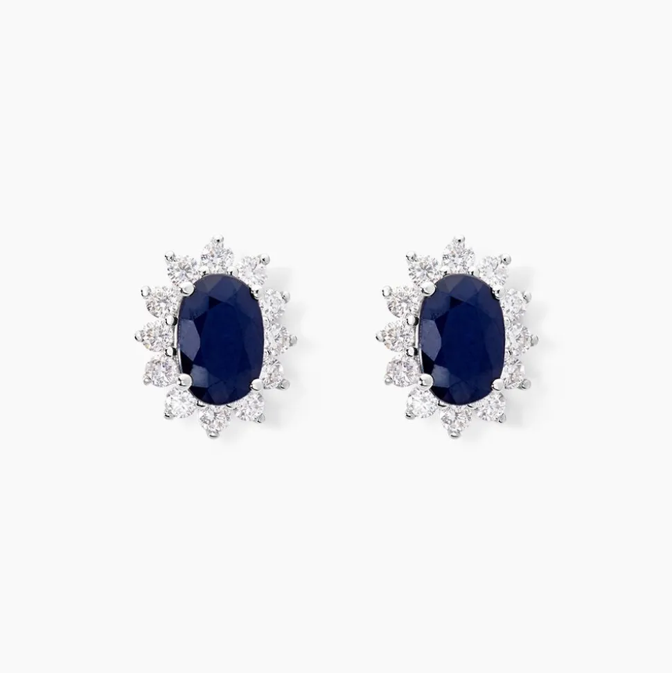 Boucles D'oreilles Vladimir Or Blanc Saphir Diamants