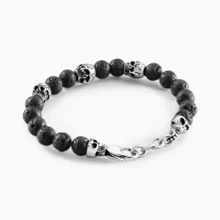 Bracelet Acier Blanc Hantz Pierre De Lave