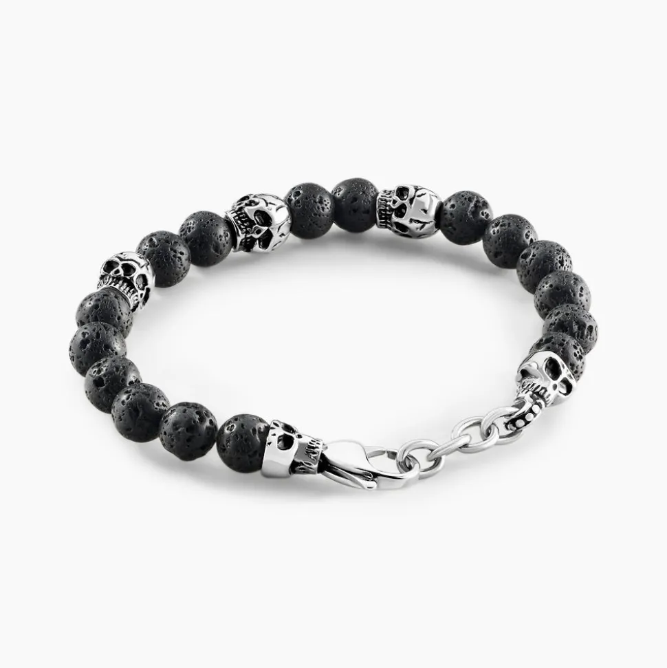 Bracelet Acier Blanc Hantz Pierre De Lave