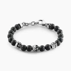Bracelet Acier Blanc Hantz Pierre De Lave