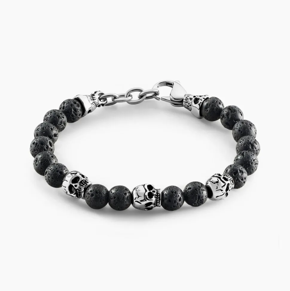 Bracelet Acier Blanc Hantz Pierre De Lave