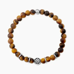 Bracelet Acier Huguesi Boules Oeil De Tigre