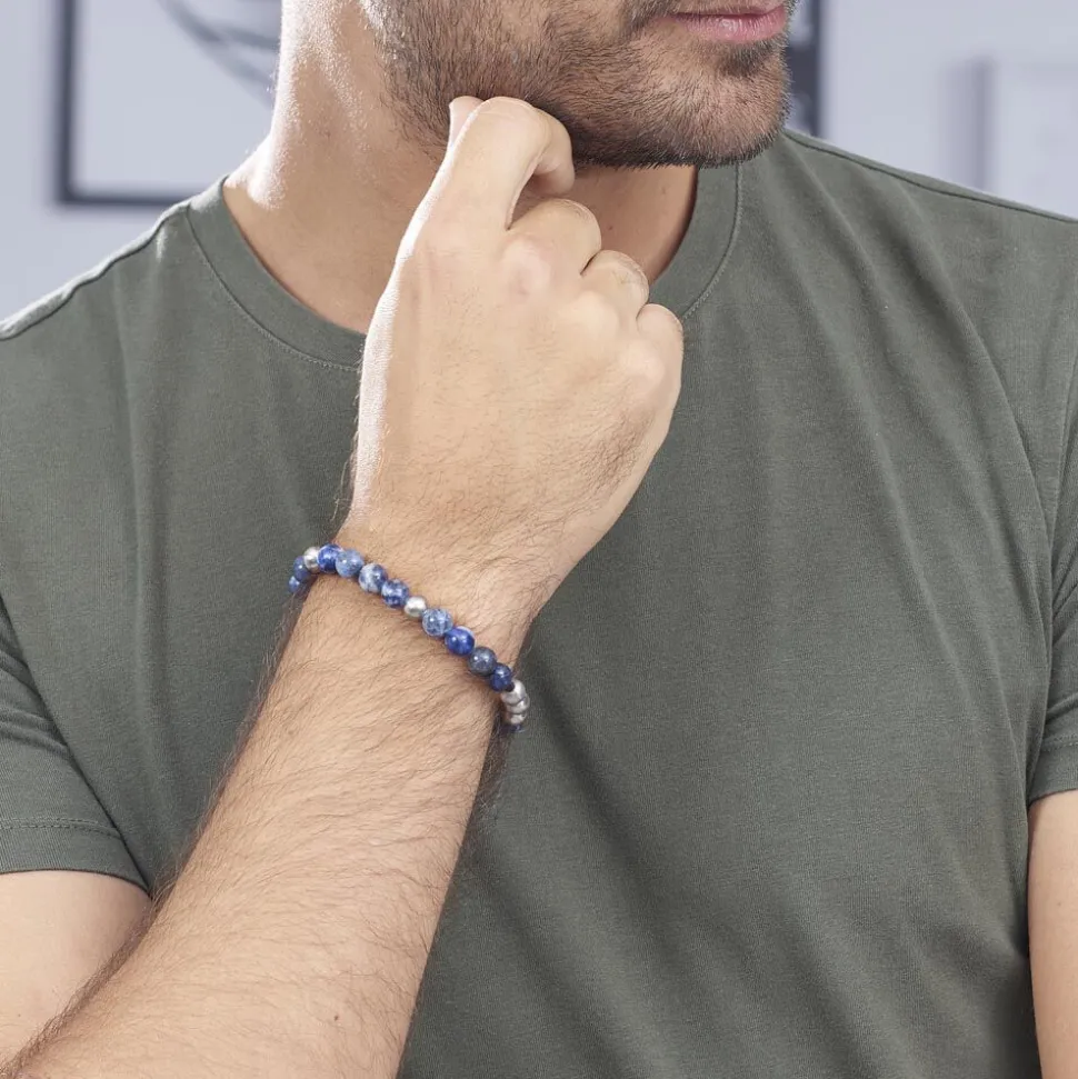 Bracelet Adonis Acier Blanc Pierre De Synthese
