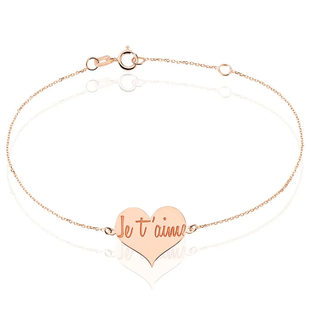 Bracelet Albizia Coeur Message Or Rose|Marc Orian Online