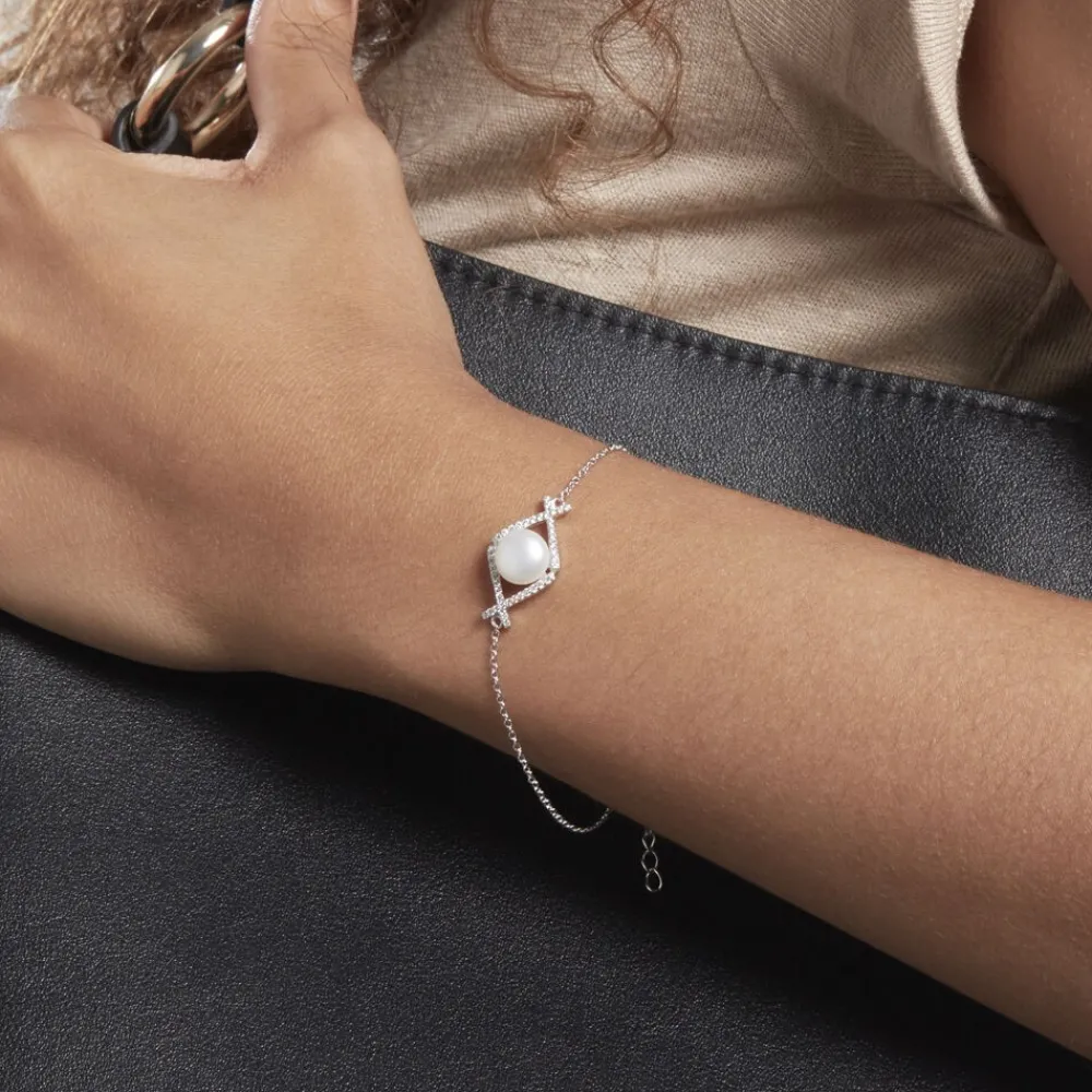 Bracelet Alessia Argent Blanc Perle De Culture Et Oxyde De Zirconium|Marc Orian Online
