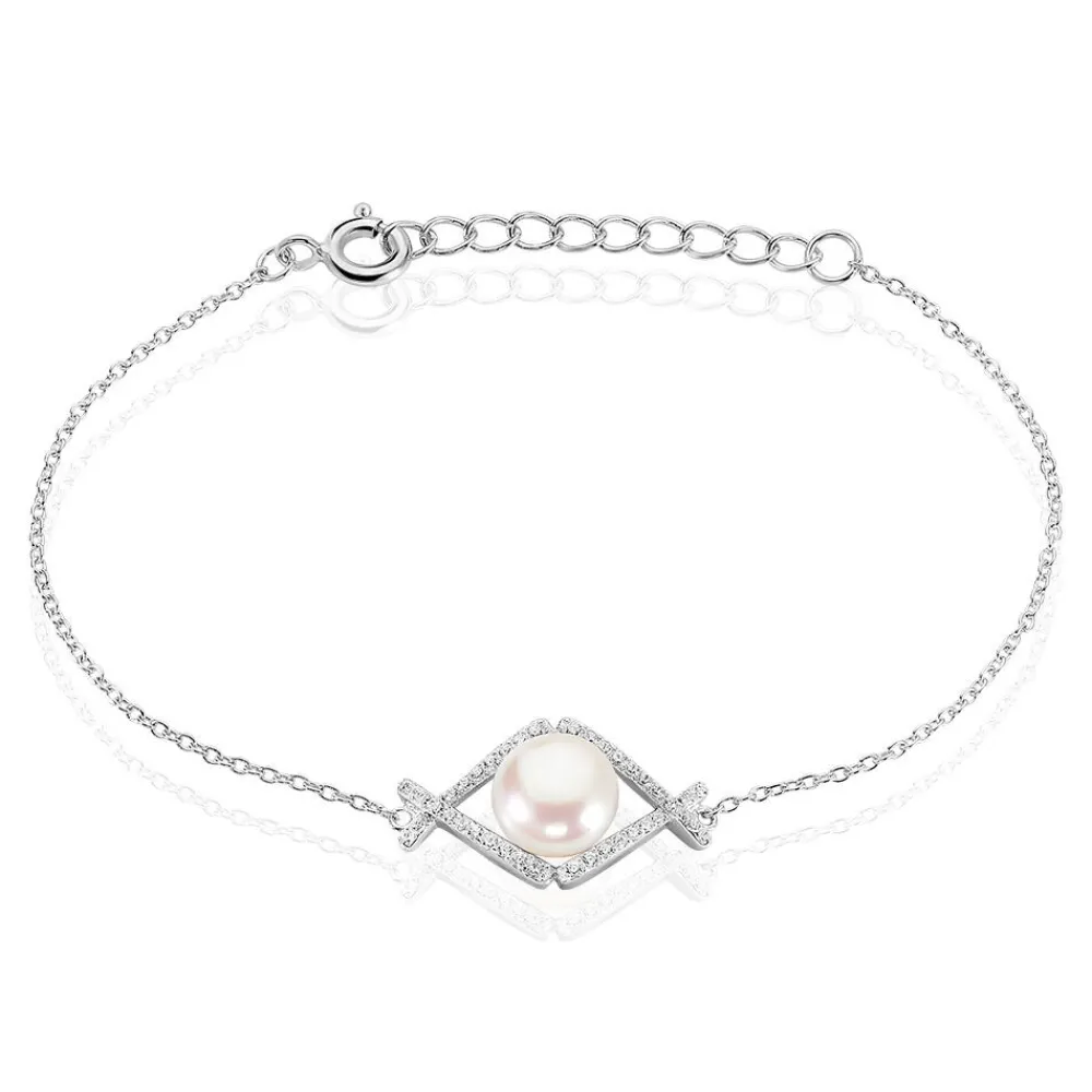 Bracelet Alessia Argent Blanc Perle De Culture Et Oxyde De Zirconium|Marc Orian Online