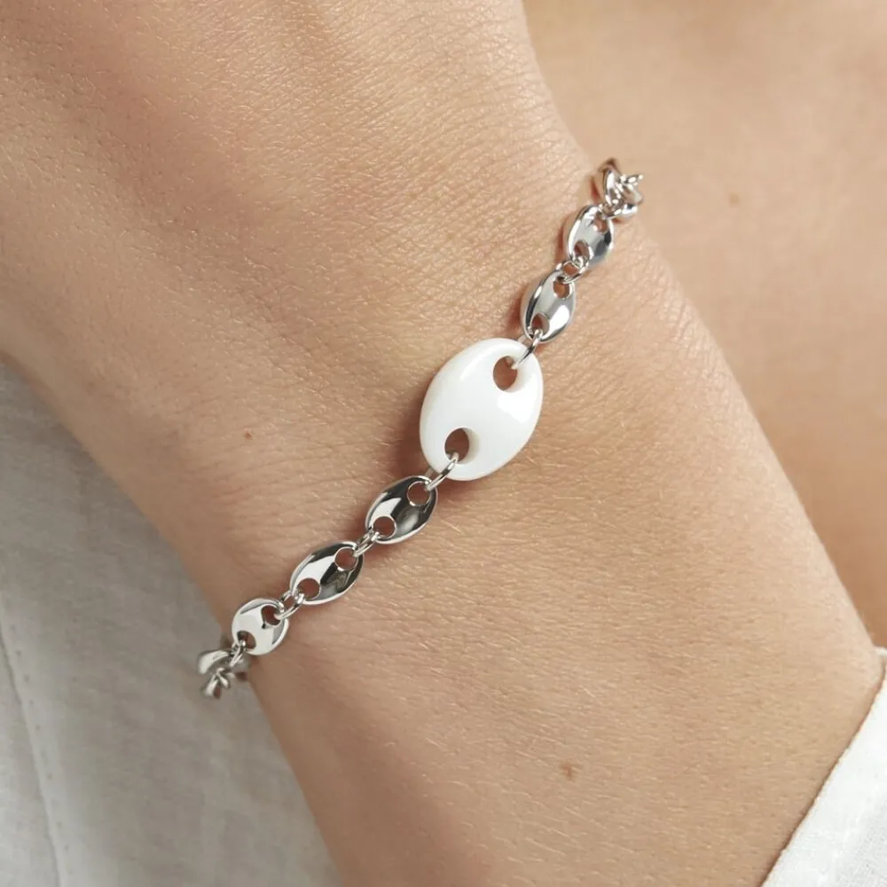 Bracelet Ashoka Argent Blanc Céramique|Marc Orian Best