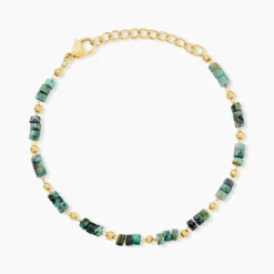 Bracelet Athena Acier Doré Jaspe Africain