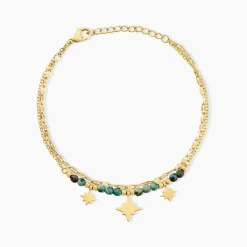 Bracelet Athena Acier Doré Jaspe Africain