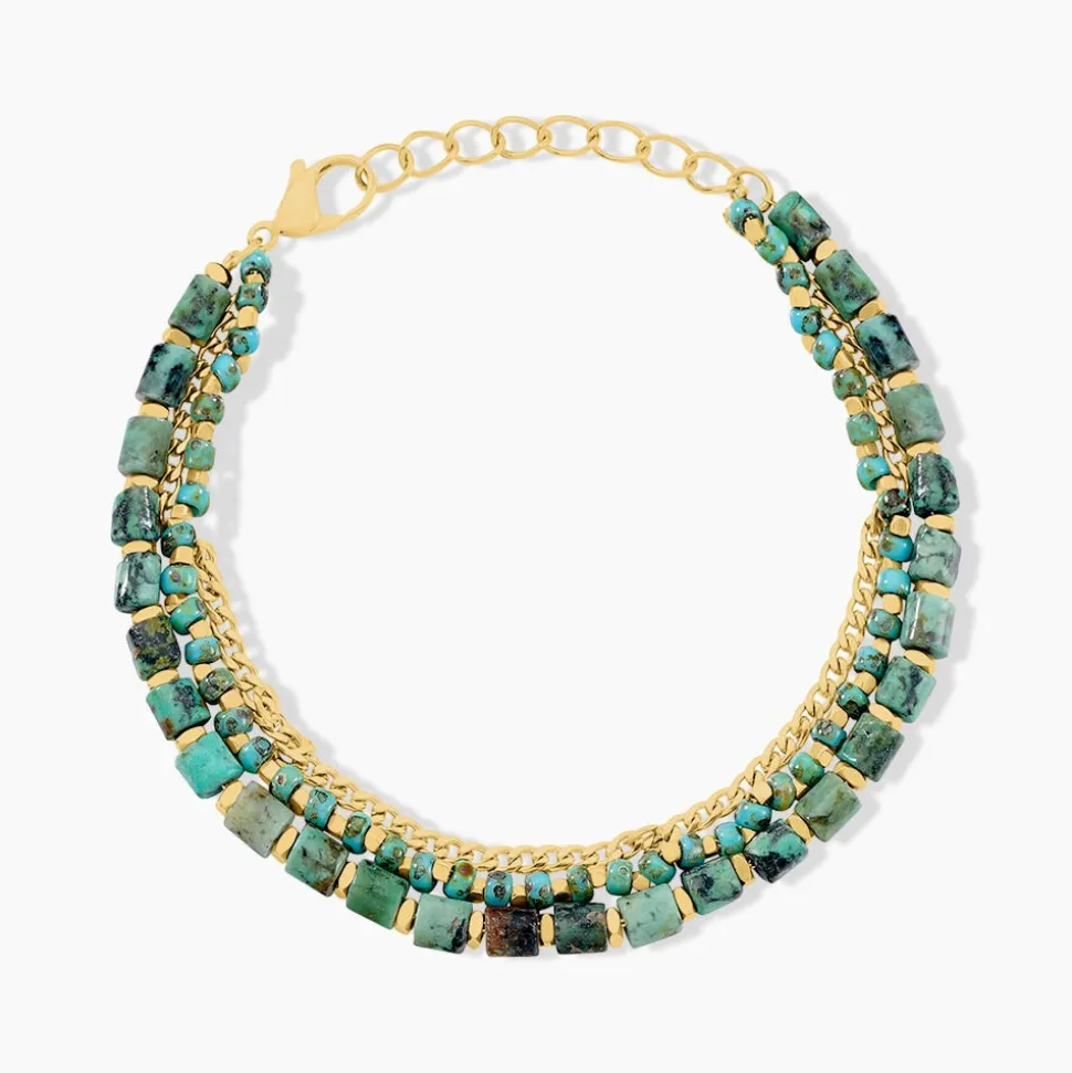 Bracelet Athena Acier Doré Jaspe Africain