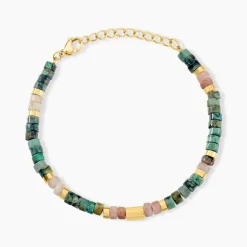 Bracelet Athena Acier Doré Jaspe Africain Quartz