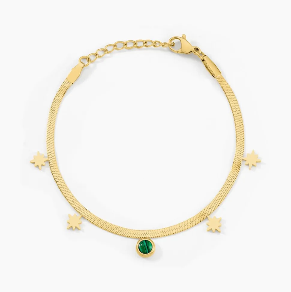 Bracelet Athena Acier Doré Malachite