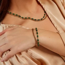 Bracelet Athena Acier Doré Malachite|Marc Orian Clearance