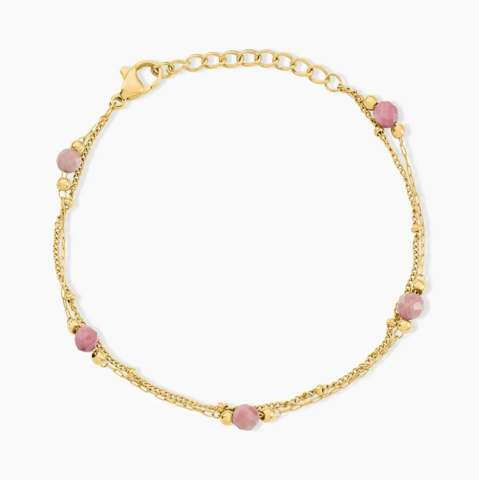 Bracelet Athena Acier Jaune Rhodochrosite