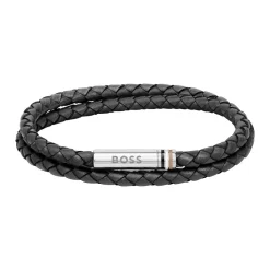 Bracelet Boss Ares Cuir De Veau Noir|BOSS BIJOUX Online