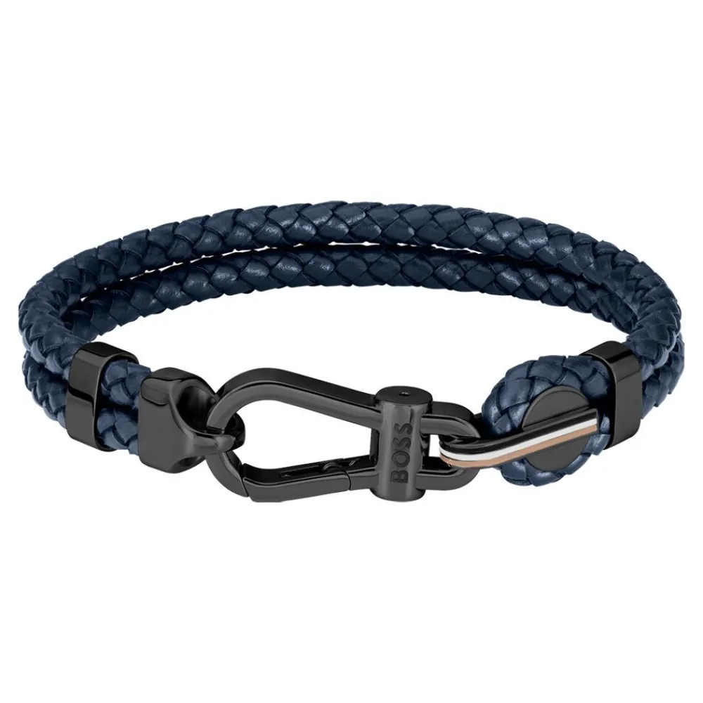 Bracelet Boss Ares Prime Cuir De Veau Bleu|BOSS BIJOUX Online