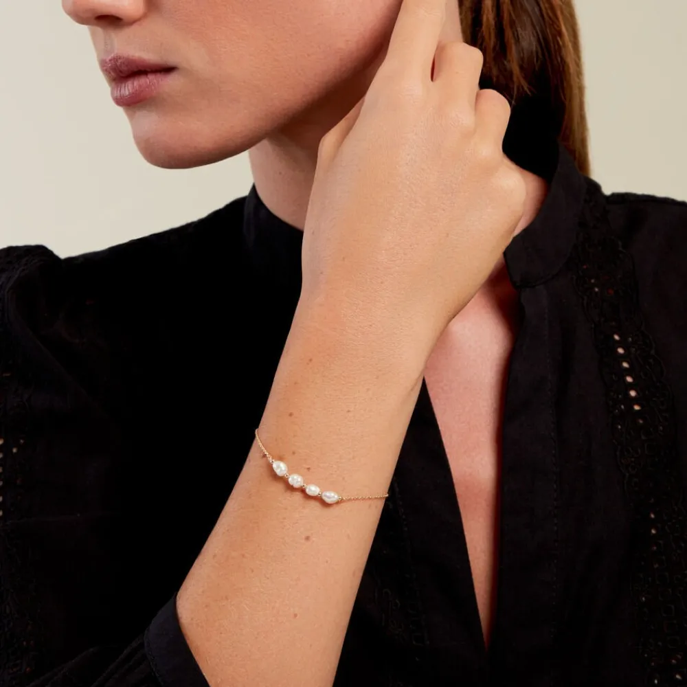 Bracelet Bron Or Jaune Perle De Culture|Marc Orian Discount