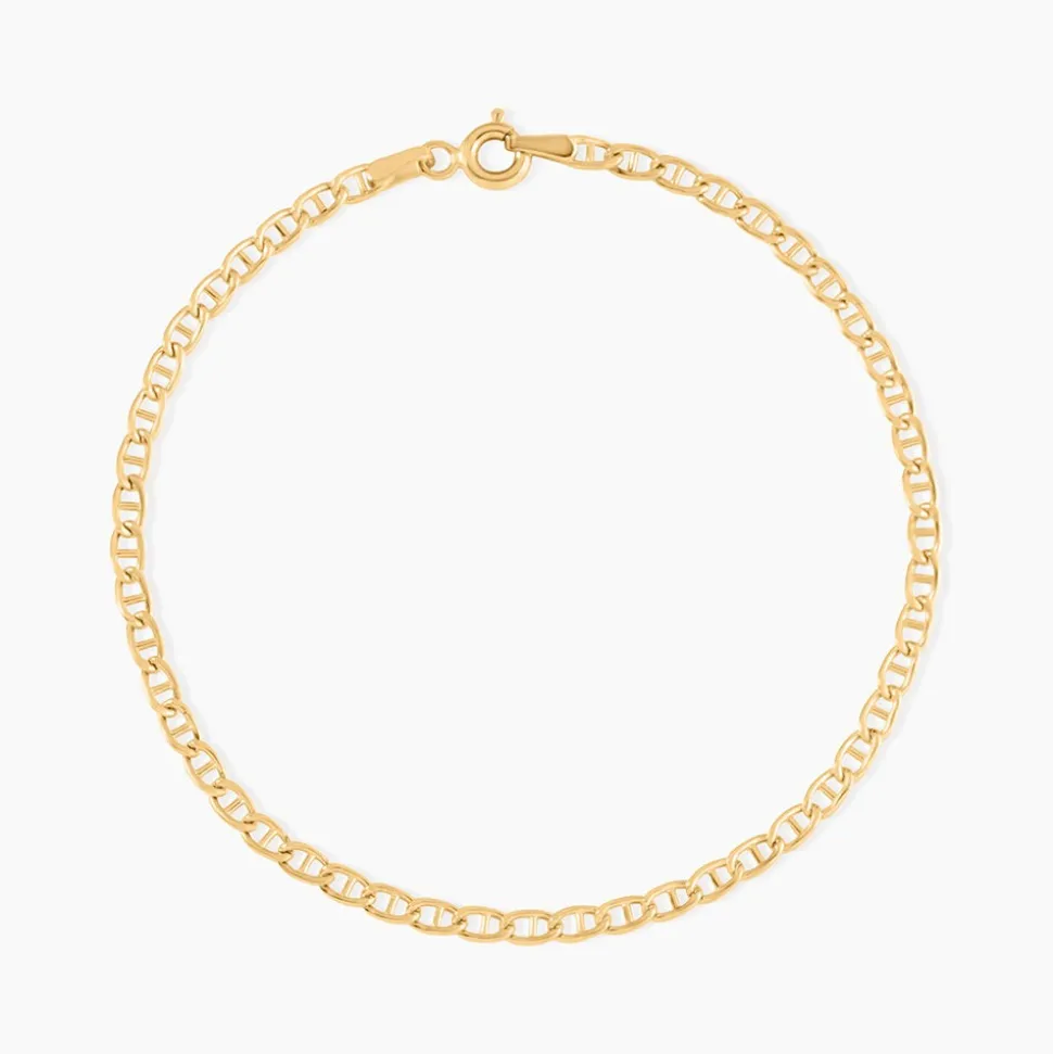 Bracelet Capucin Or Jaune Maille Marine Plate