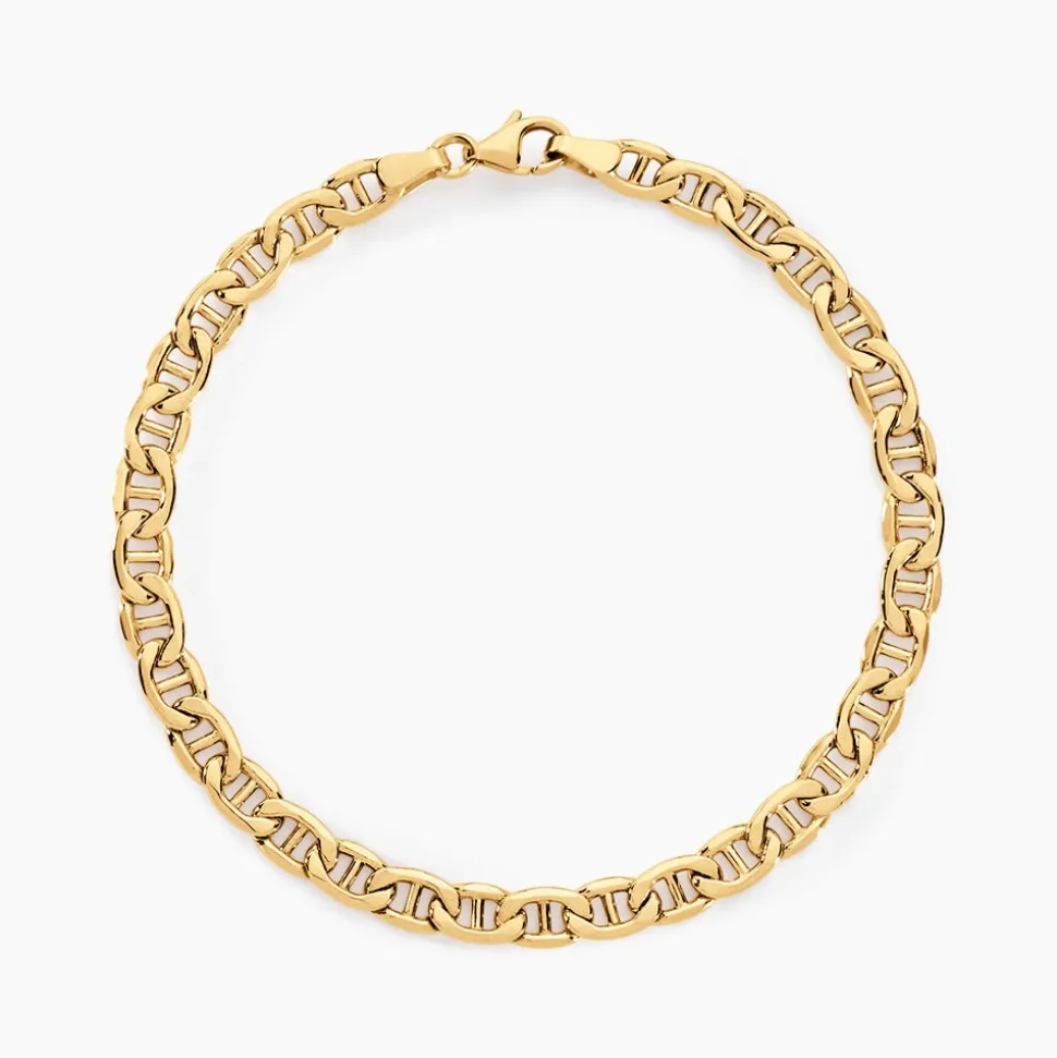 Bracelet Capucin Or Jaune Maille Marine Plate