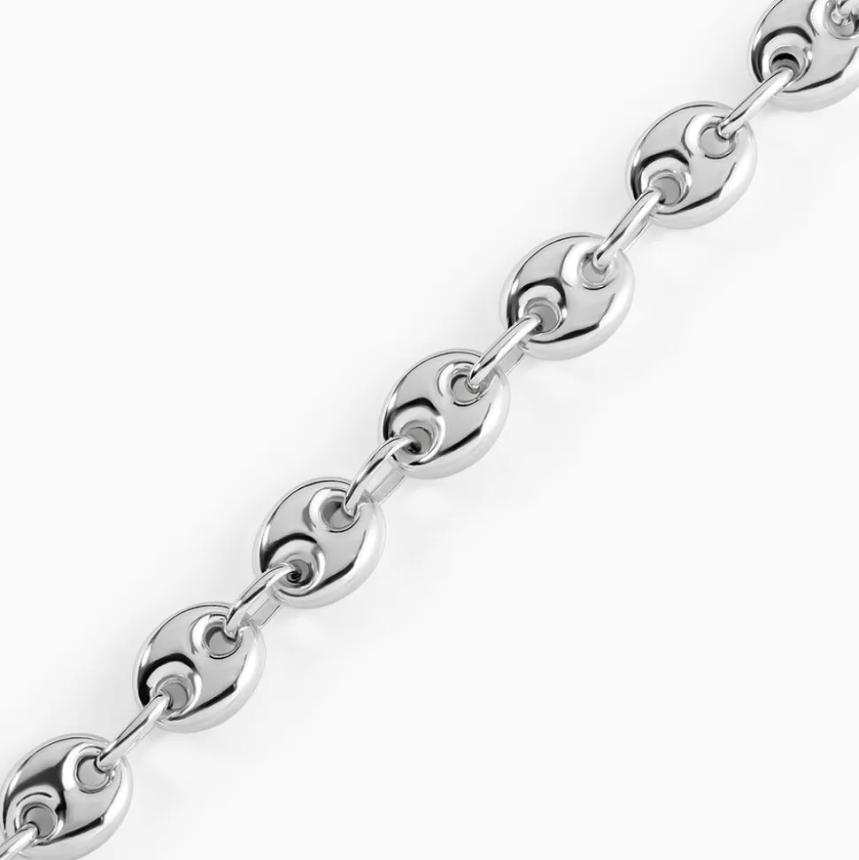 Bracelet Carrus Maille Grain De Cafe Argent Blanc
