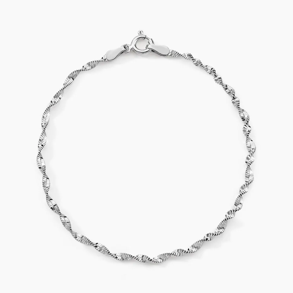 Bracelet Ciana Torsade Diamante Argent Blanc