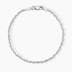 Bracelet Ciana Torsade Diamante Argent Blanc