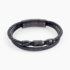 Bracelet Cuir De Vache Noir Onyx|JOURDAN