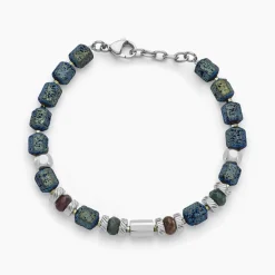 Bracelet Dark Pearl Acier Blanc Hématite Pierre De Lave Agate|Marc Orian Outlet