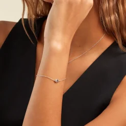 Bracelet Duchesse Argent Blanc Oxyde De Zirconium