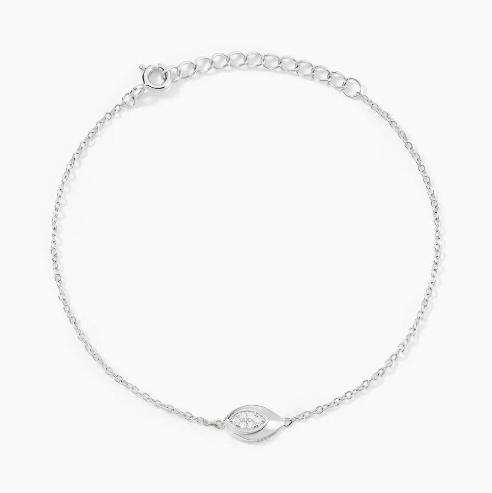 Bracelet Duchesse Argent Blanc Oxyde De Zirconium