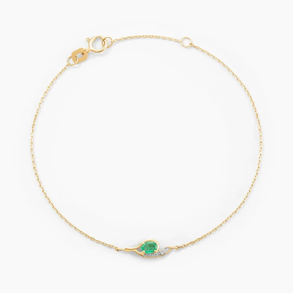 Bracelet Emotion Or Jaune Emeraude Diamant